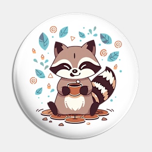 raccoon love coffe Pin