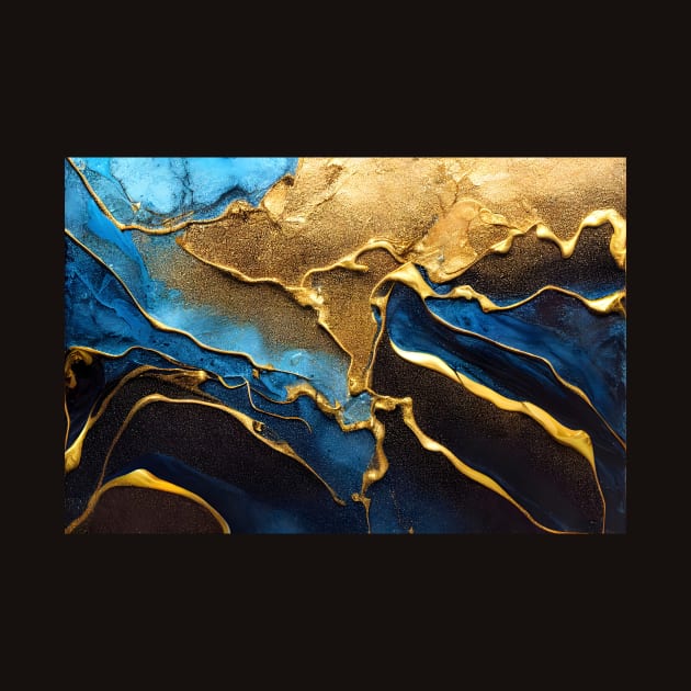 Fluid art gold with blue paint. by RulizGi