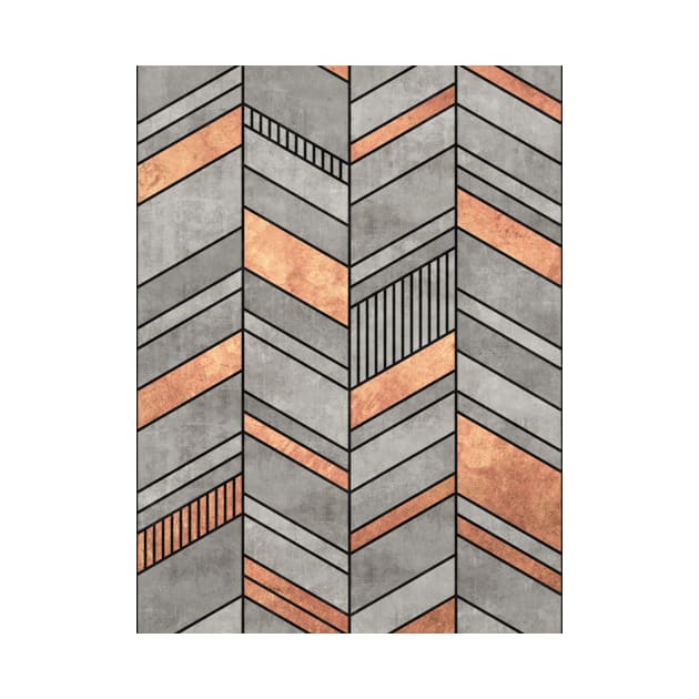 Abstract Chevron Pattern - Concrete and Copper by ZoltanRatko