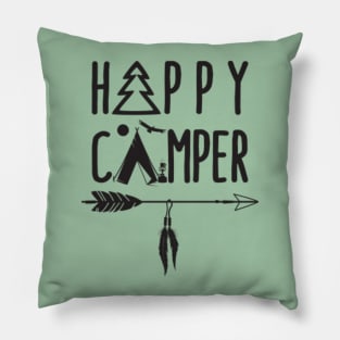 Happy Camper w/ Tent, Tree, Bow Arrow & Feathers Pillow