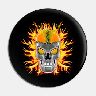 Yellow Skull with Flames Pin