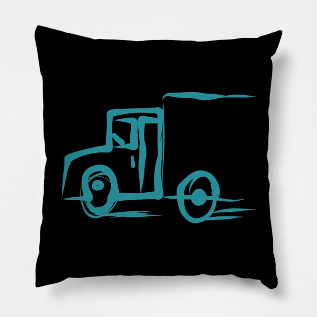 Truck. Car.Transport. Cute drawing. Doodle Pillow by NataKremlevaArt