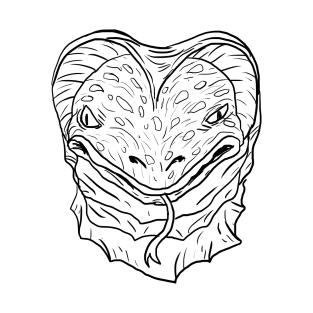 Scary Snake Monster Horror Black Lineart T-Shirt