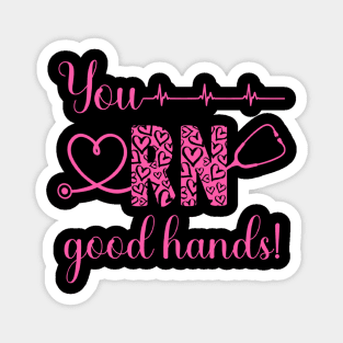 You RN Good Hands! Hearts in letters. Magnet