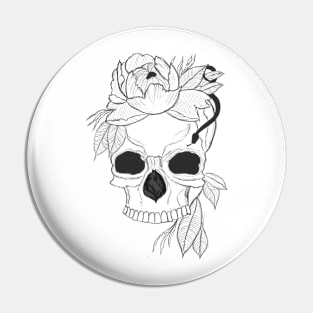 Skull with flower, leaves and snake Pin