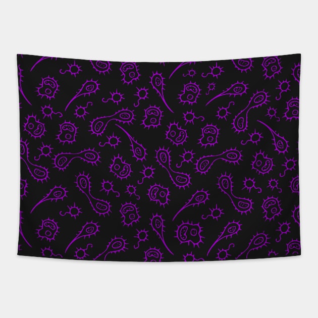 Purple Bacteria Virus Microbes Pattern Tapestry by MoPaws