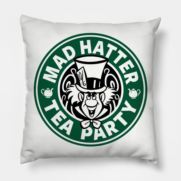 Mad Hatter Tea Party Pillow by Ellador