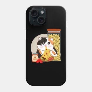 Cute chubby cat eating spaghetti. Phone Case