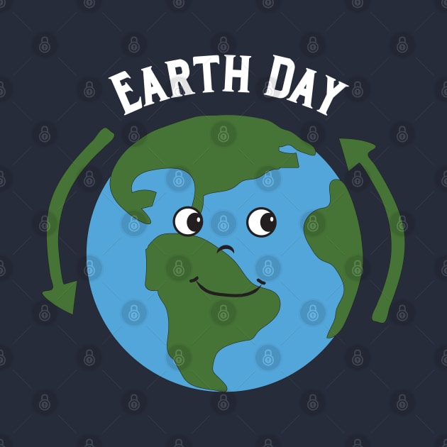 Earth Day Smiling Face Earth With Recycle Arrows by FruitflyPie