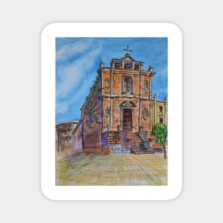 Watercolor sketch - Chiesa di Santa Chiara. Enna, Sicily Magnet