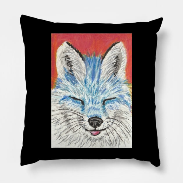 blue fox face Pillow by SamsArtworks