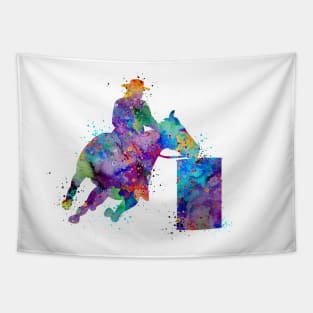 Barrel Racer Boy Colorful Watercolor Rodeo Gift Tapestry