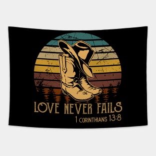 Love Never Fails Cowboy Boots Tapestry