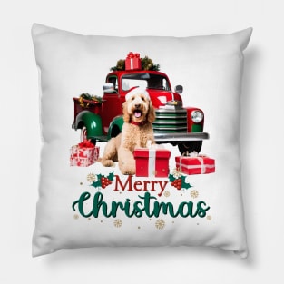 Goldendoodle Merry Christmas Truck Pillow