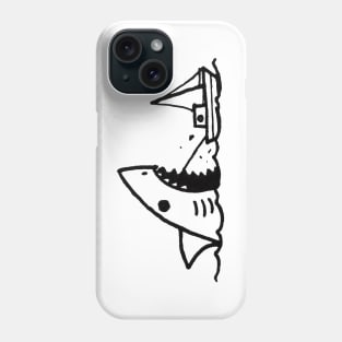 Stick Figure of a Shark in Black Ink Phone Case