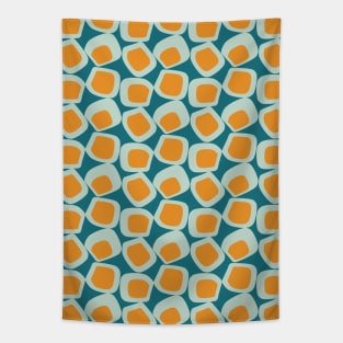 Mid Century Modern Funky Shapes Teal, Aqua, Orange Tapestry