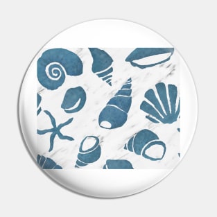 Azure South pacific sea shells - white marble Pin