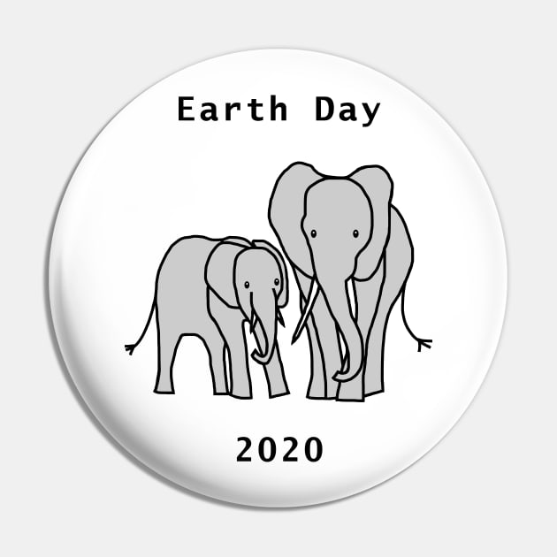Elephants for Earth Day Pin by ellenhenryart