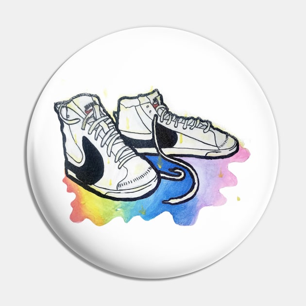 Blazer 77 Jumbo melted rainbow - Traditional painting - sneaker art Pin by DopamineDumpster