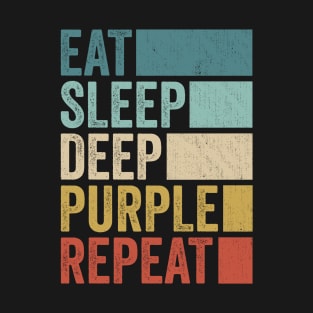 Funny Eat Sleep Deep Purple Repeat Retro Vintage T-Shirt