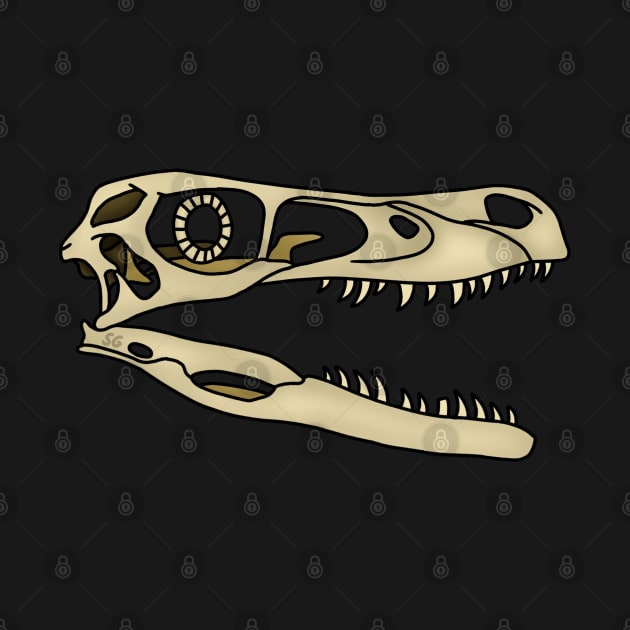 Velociraptor skull by saradrawspaleo