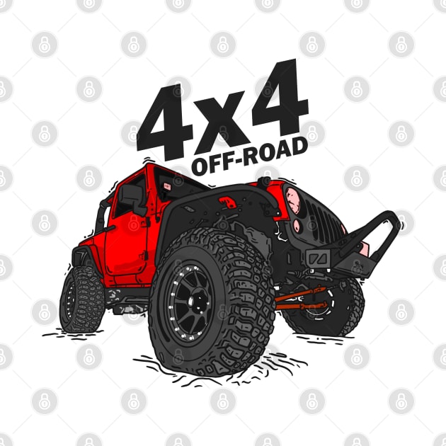 4x4 Off Road Jeep Red by 4x4 Sketch