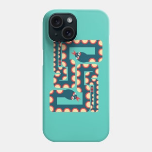TWO RETRO GRAPHIC SNAKES Geometric Dark Blue and Red - UnBlink Studio by Jackie Tahara Phone Case