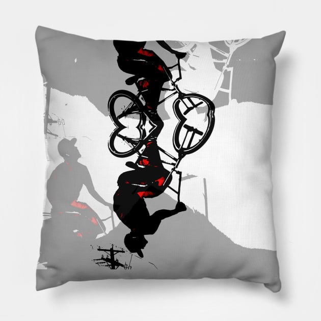 Back-Flip Chaos - BMX Rider Pillow by Highseller