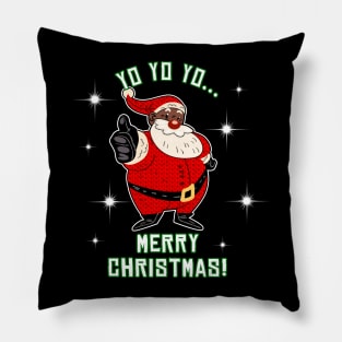 Jolly Black Santa Claus Shirt Fun African American Christmas Pillow