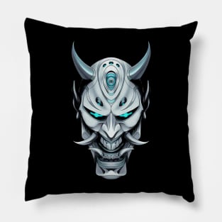 Silver Oni Mask Pillow