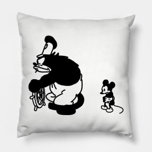 Angry Cat and Sad Mouse in Steamboat Willie 1928 Pillow