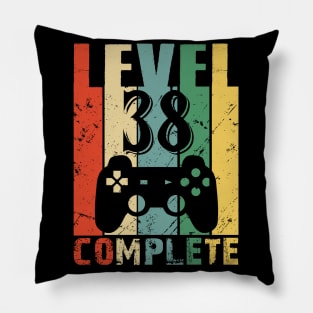 Vintage 38th Wedding Anniversary Level 38 Complete Funny Video Gamer Birthday Gift Ideas Pillow