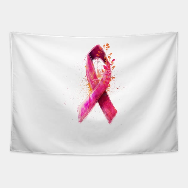 pink ribbon tshirt Tapestry by erdavid