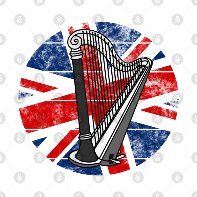 Harp UK Flag Britain Harpist British Musician by doodlerob