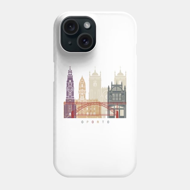 Oporto skyline poster Phone Case by PaulrommerArt