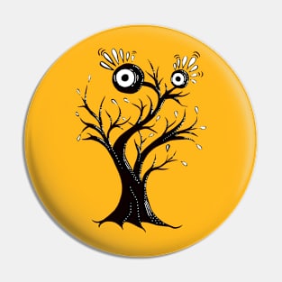 Excited Tree Monster Ink Drawing Pin