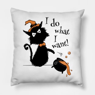 Halloween Black Cat - I Do What I Want Pillow
