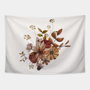 Autumn Watercolor Flowers with glitter on a light background Tapestry