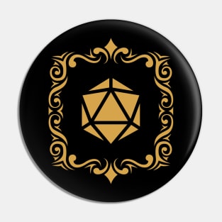 Bordered Tribal Polyhedral D20 Dice Tabletop RPG Gaming Pin