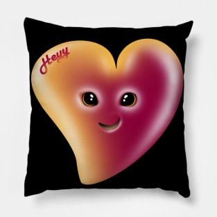 Cute heart saying Heyy, flirting and smiling Pillow
