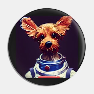 Yorkie wearing astronaut clothing Pin