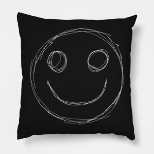 Dark and Gritty Emoji Smiley Face (white) Pillow