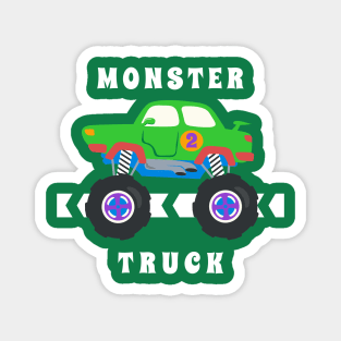 Vector illustration of monster truck with cartoon style. Magnet