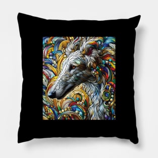 Beatuiful borzoi, stained glass. I love borzois. Pillow