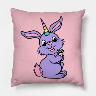 Rabbicorn or bunnycorn, the combination of rabbit and unicorn Pillow