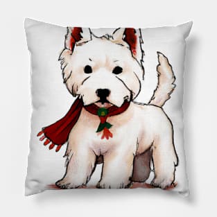 Cute West Highland White Terrier Drawing Pillow