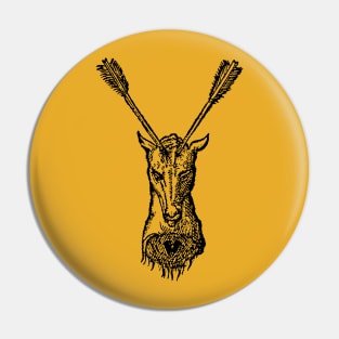 Deer ††††† Vintage Medieval Woodcut Style Illustration Pin