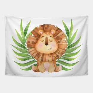 Watercolor Lion Cub Tapestry