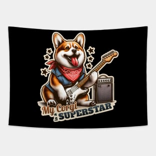 Corgi Rockstar Tapestry