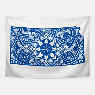 Blue Kansas State Gift Mandala Yoga KS Art Tapestry